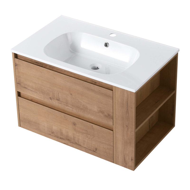 18.1'' Single Bathroom Vanity with Top, Imitative Oak
