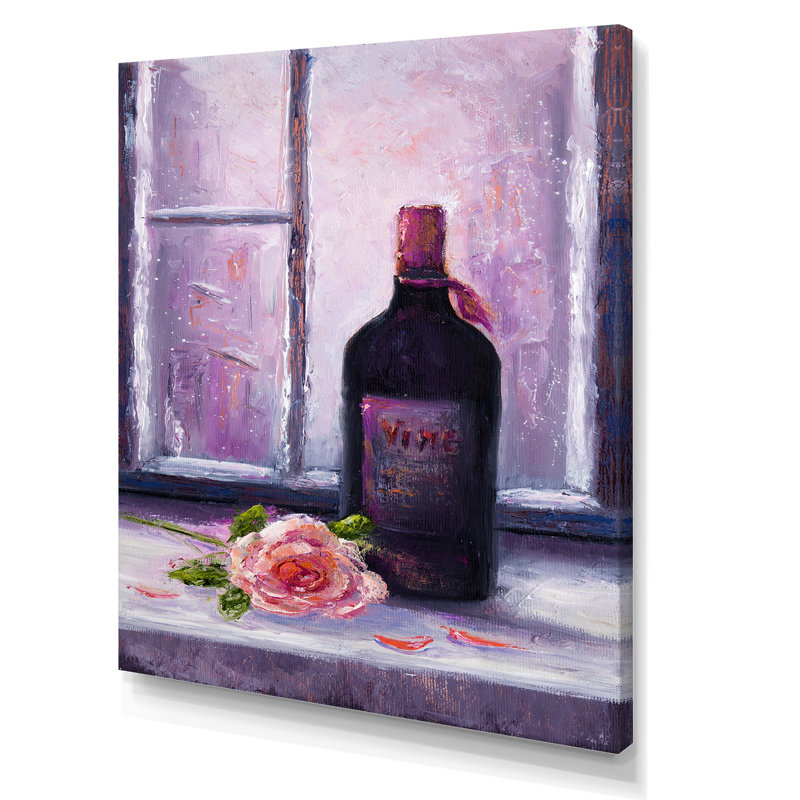 «Red Wine Bottle», peinture sur toile, 32" H x 16" W x 1" D, Toile tendue