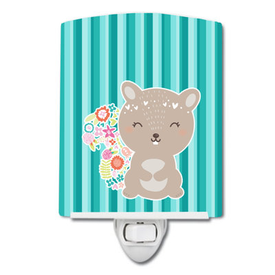 Flowered Squirrel Ceramic Night Light