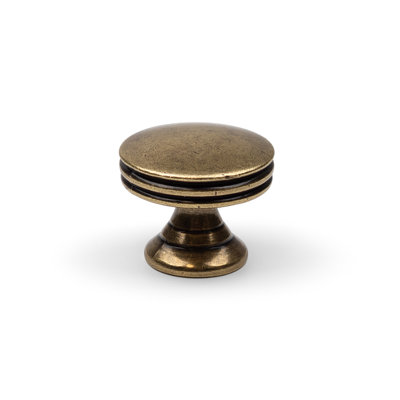 30mm Antique Brass Layered Round Knob