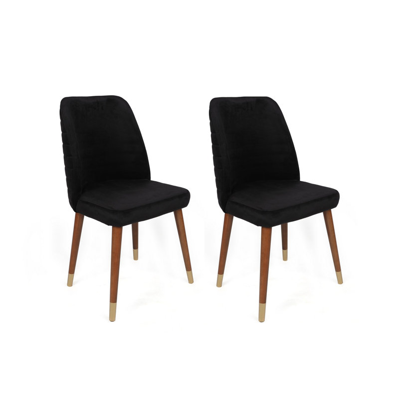 Ensemble de chaises (2 pièces), Noyer / doré, Noir
