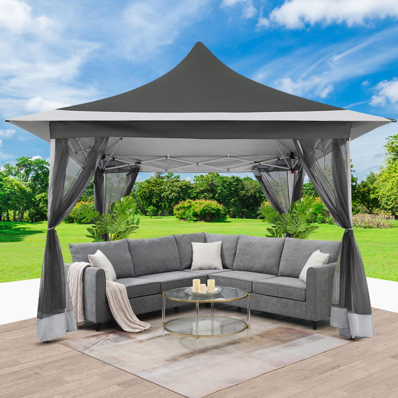 12x12 Pop up Gazebo on Clearance with Mosquito Netting,Waterproof Roof & Sandbags,Outdoor Canopy Tent with 4 Ropes,