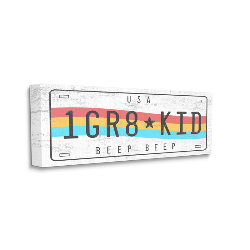 1 «GR8 KID Rainbow Car», plaque surdimensionnée blanche encadrée, estampe numérique par Daphne Polselli, Toile tendue
