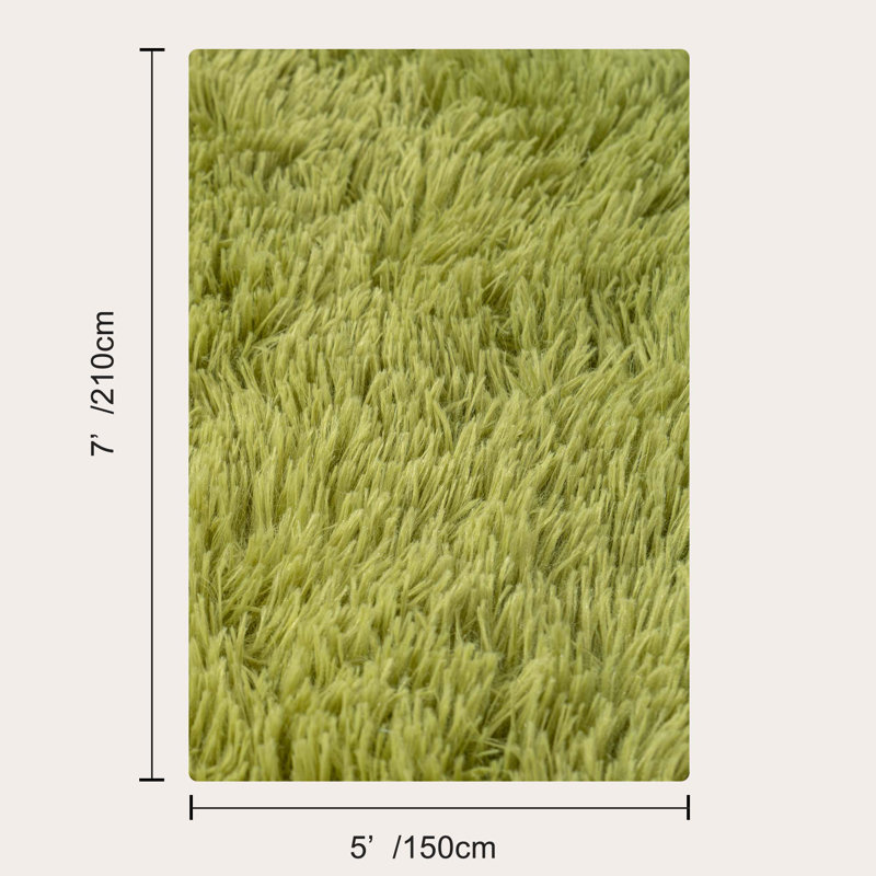 Grass Green Area Rug for Bedroom, Fluffy Shag Rug 5x7 for Kids Play Room, Non-Slip Carpet for Nursery Living Room Dorm Office