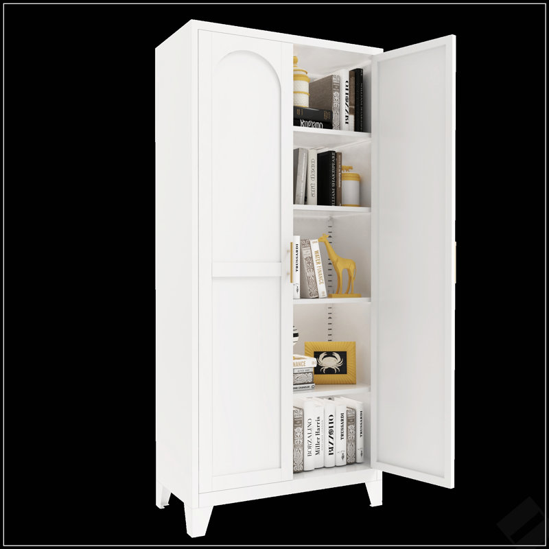 Armoire de rangement en métal durable avec tablettes réglables et portes galbées, parfaite pour la vie organisée dans n'importe quelle pièce