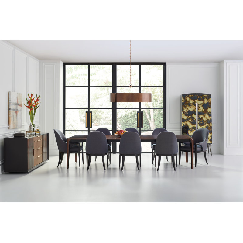 Caracole Classic Upholstered Dining Chair, Dark Chocolate, Dark Blue