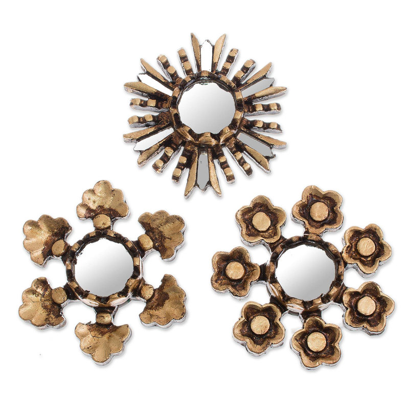 Ensemble de 3 mini miroirs éclectiques à motif floral Zula