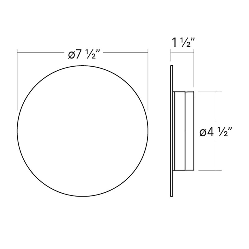Applique murale LP, Noir texturé, H 7,5 po x l 7,5 po x P 1,5 po, Rond