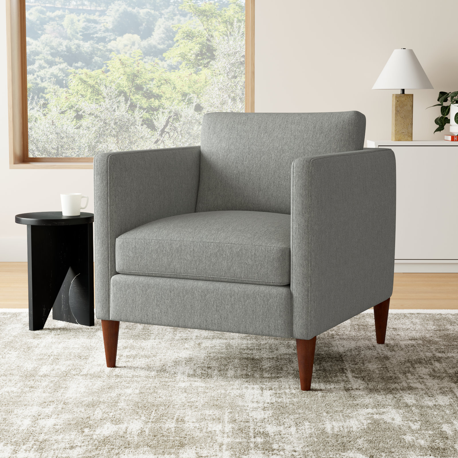 Clifford Armchair, Ticket Smoke Heathered Basketweave