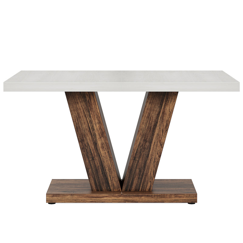 Table de salle à manger de 47 po pour 4-6 personnes - Table de cuisine et de salle à manger avec base piédestal robuste