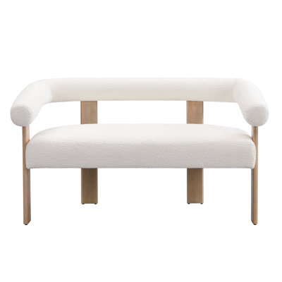 Causeuse ronde avec accoudoirs (beige et naturel)