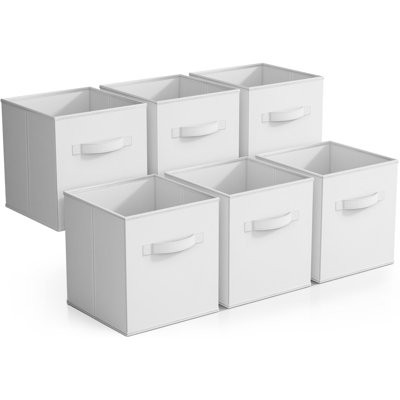 Sorbus Foldable Storage Cubes - 6 Pack, 11 Inch, Black and White, Fabric, Foldable, Storage and Organization, Versatile Use, Collapsible Storage, Lightweight and Durable, White