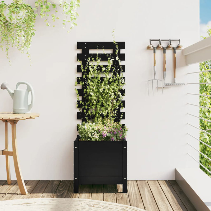 Addelin Wood Planter Box, 114cm H x 39cm W x 39.5cm D, Black