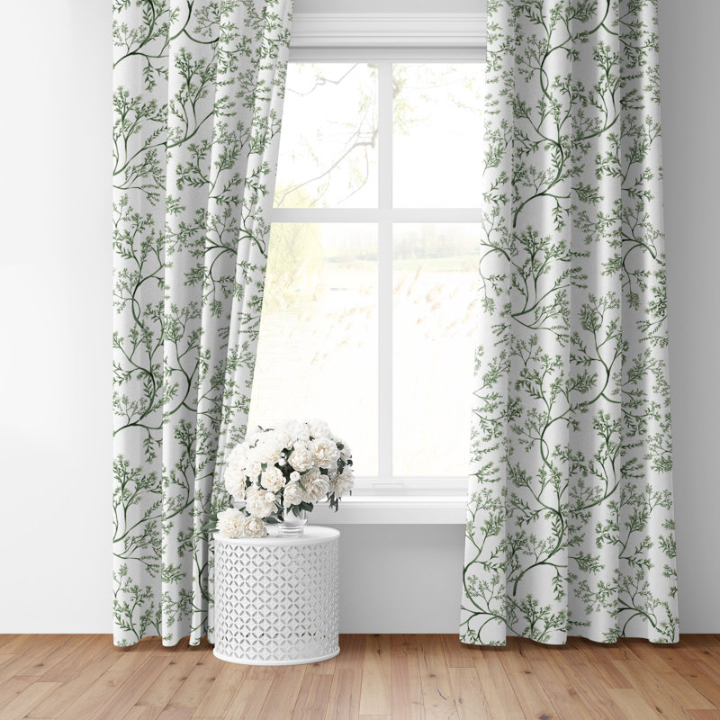 Tinsley Ivy Cotton Rod Pocket Drapery Panel Set of 2, 50" W x 120" L