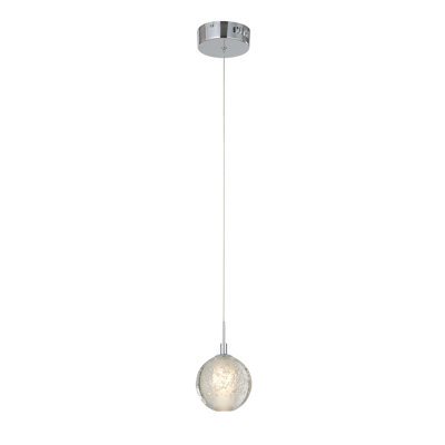 Zerkle 1-Light Chrome Single Pendant With A Clear Bubble Crystal Shade