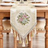 Embourg Rectangle Flowers High Pick Density Fabric Table Runner