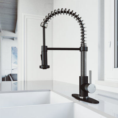 Edison 19" H 1-handle Pull-Down 2-Function Sprayer Kitchen Faucet and Deck-Plate