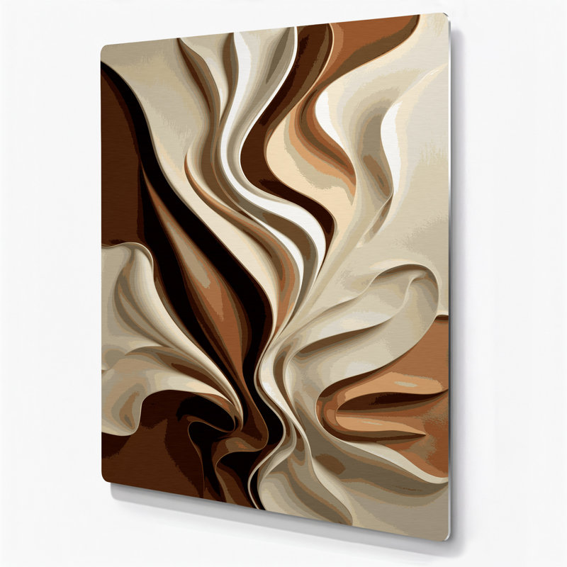 Art mural abstrait en métal beige 84, H 11 po x l 14 po