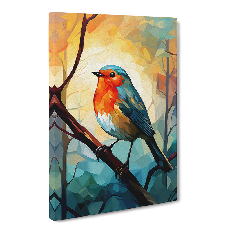 Robin Bird Cubism - No Frame Print, 76cm H x 50cm W x 3cm D