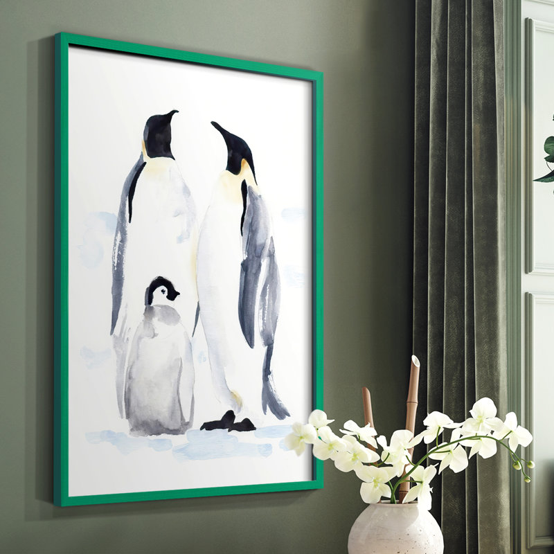 «Emperor Penguins II», reproduction encadrée - bois massif, Vert, H 10 po x l 8 po