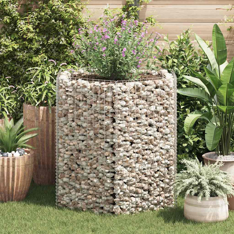 Gabion Raised Bed Silver Galvanized Steel 39.4" x 35.4" x 39.4" Garden Planter Outdoor, 39.4" H x 39.4" W x 39.4" D