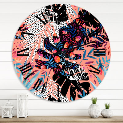 Tropical Floral Patchwork II - Horloge murale Tropical