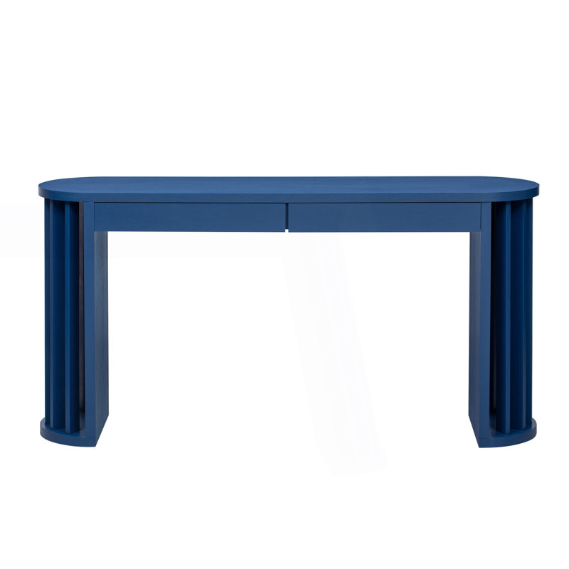 Console, canapé incurvé et à lignes droites, derrière le canapé, Marine