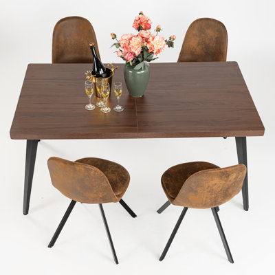 Ensemble de table de salle à manger et 4 chaises, 5 chaises pour 4 personnes, ensemble de salle à manger 5 pièces à conception minimaliste