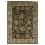 High-Quality Hand-Knotted Black And Green Area Rug
