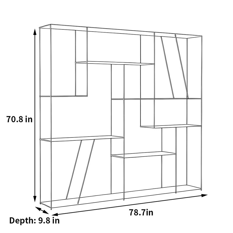 Bibliothèque simple et accrocheuse, Beige, (7 tablettes) H 70,8 po x l 78,7 po x P 9,8 po
