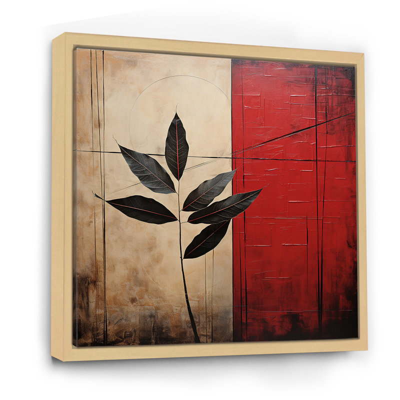 «Red Leaves Red Ruby Reduction», reproduction sur toile, Cadre naturel flottant, H 16 po x l 16 po x P 1 po