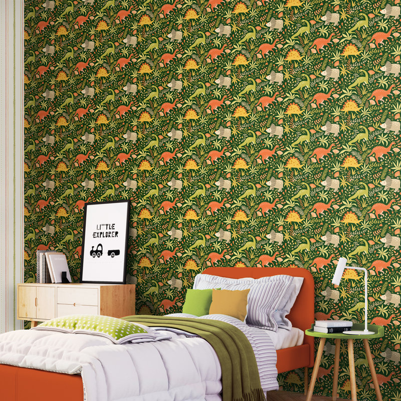 Hoopla Walls Jurassic Party Olive Jungle 10m Wallpaper