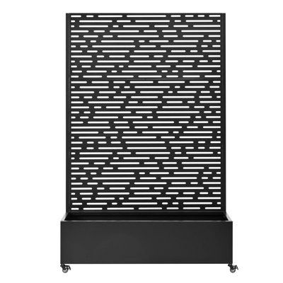 Metal Raised Garden Bed With Wheels And Trellis,73"X47"X16" Planter Box For Climbing Plants, Vegetables & Vines, Features Privacy Screen And Drainage Holes