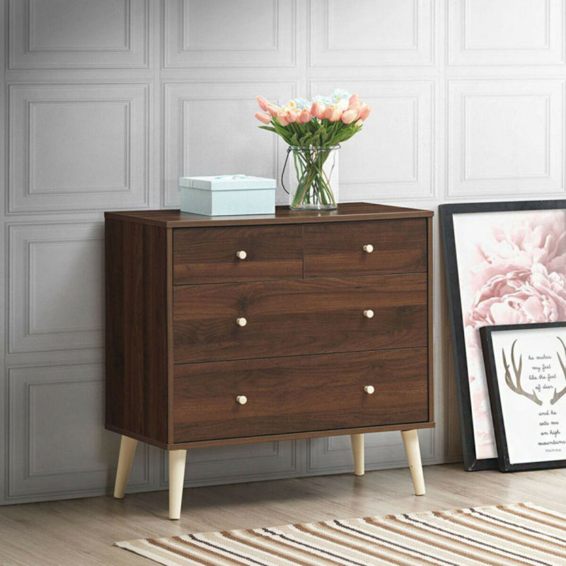 Maldanado 31.5'' W 4 - Drawer Dresser, Oak/Coffee