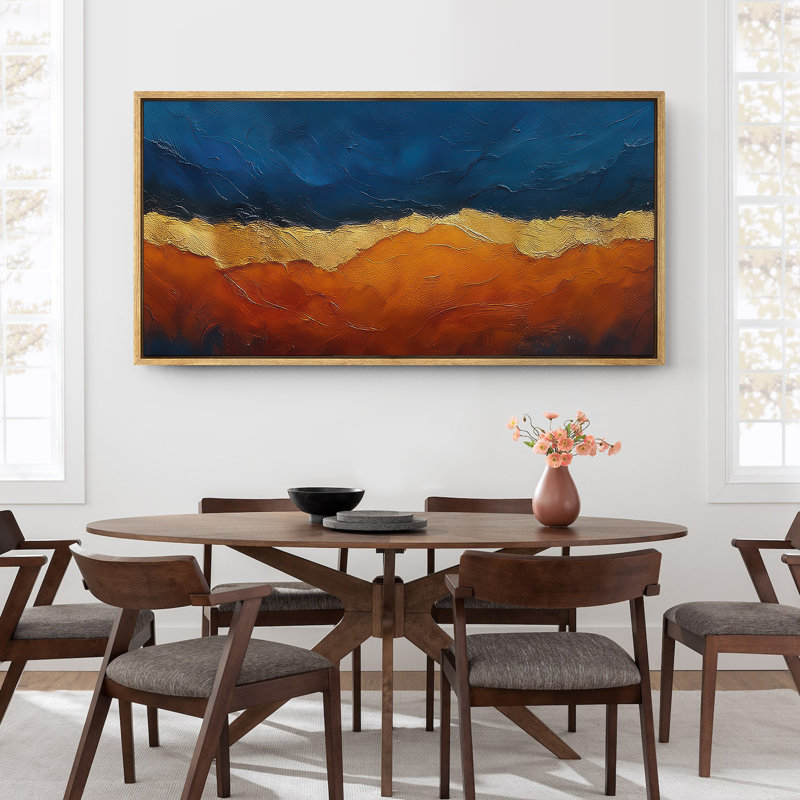 Large Framed Canvas Print Wall Art - Neutral Abstract Landscape Print for Minimalist Modern Wall Decor, Natural