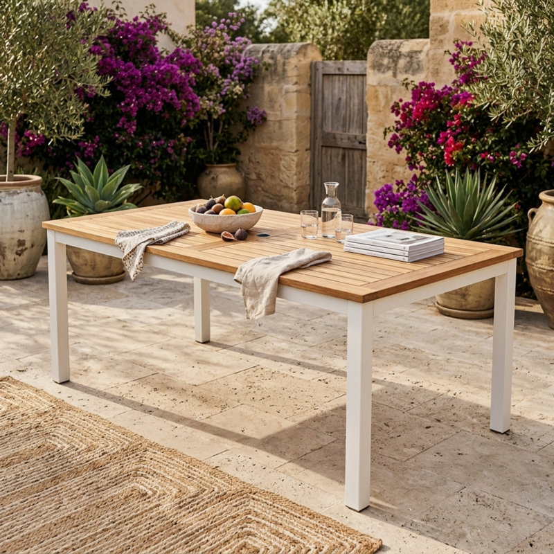 Coenties Slip Rectangular Metal Outdoor Dining Table With Umbrella Hole , 35.49'' in. W 71.37'' in. D