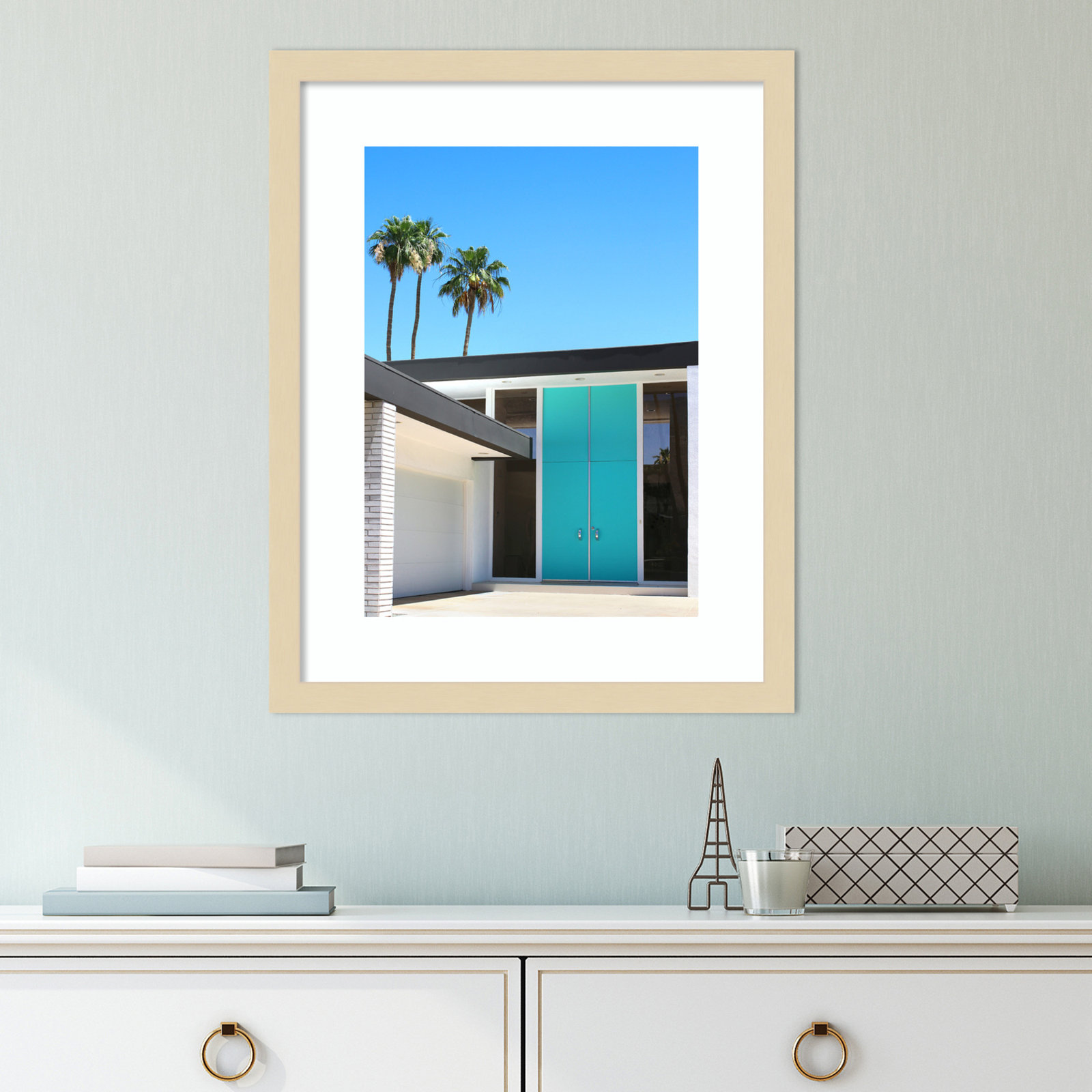 Palm Springs King by Rachel Dowd, 26.38" H x 19.38" W x 0.875" D, Noir Black Framed
