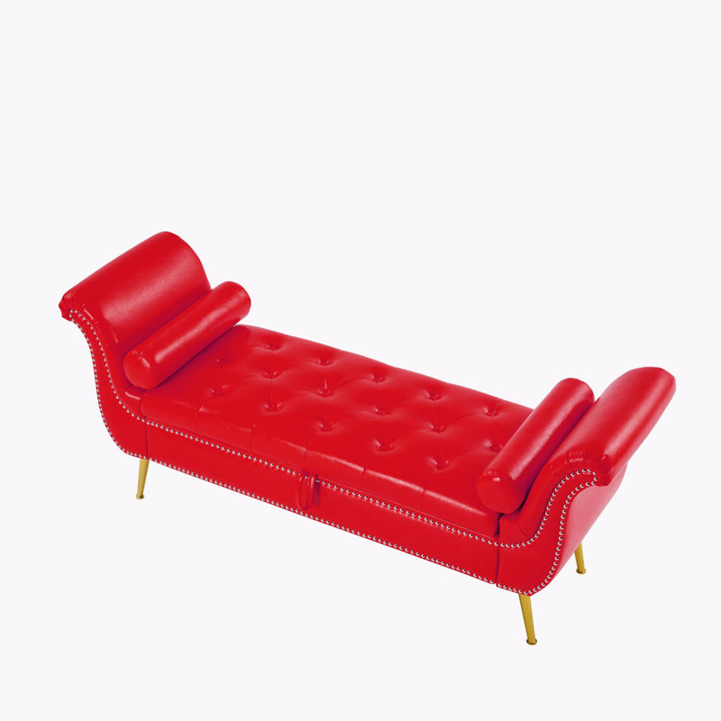 Kilner Faux Leather Upholstered Storage Bench, Red