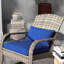 Chaise berçante de jardin bleu foncé, avec dossier haut pratique, coussin de siège et coussin pour patio, porche, balcon