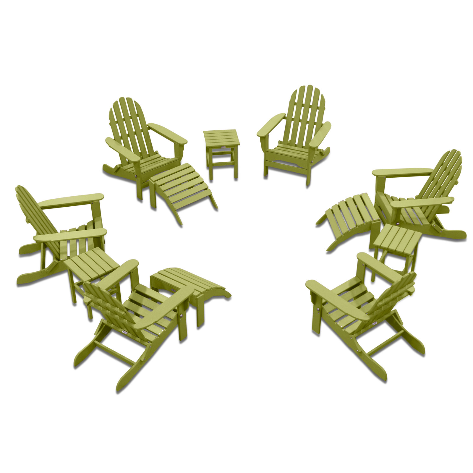 Leighton Foldable Outdoor Adirondack Set, Lime Green