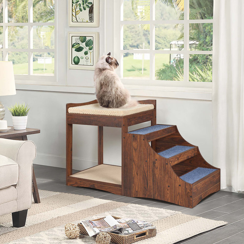 Escalier pour animaux Alliya, Noyer, H 28,5 po x l 47 po x P 20 po