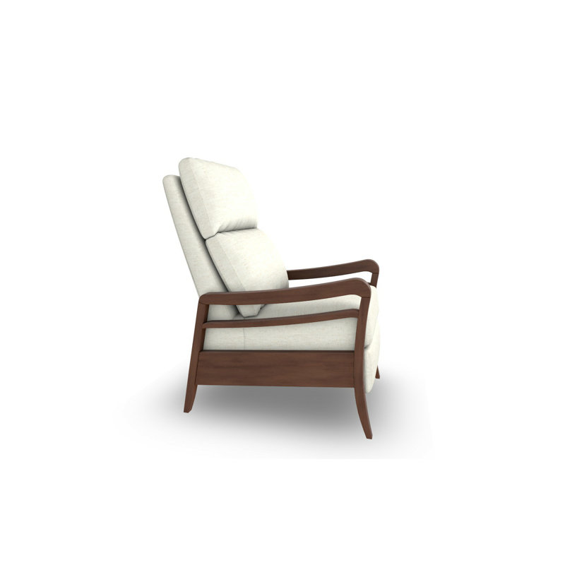 Modern High Leg Recliner, Snow, Dark Walnut