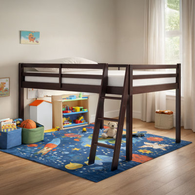 Lit mezzanine simple en bois avec échelle Alaterre Furniture, espresso