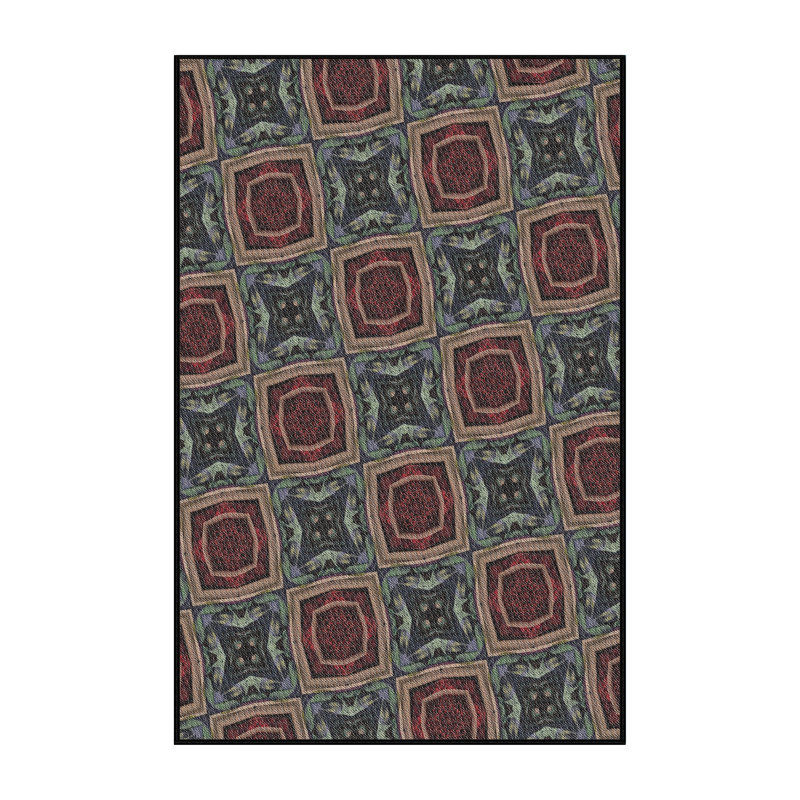 Tapis géométrique rouge / bleu, Rectangle 8 pi x 12 pi