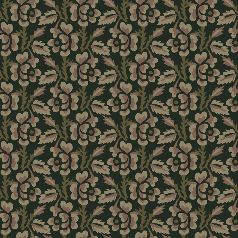 Thorn & Blossom - Black Forest Floral Wallpaper