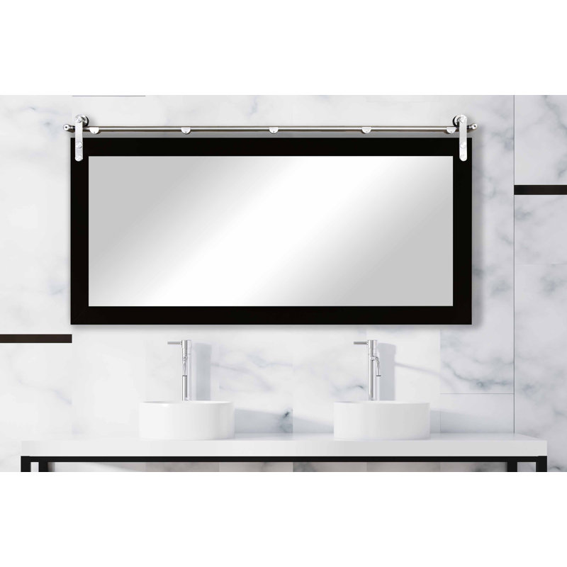 Karlyn Engineered Wood Flat Mirror, Black, 30.5 x 59.5