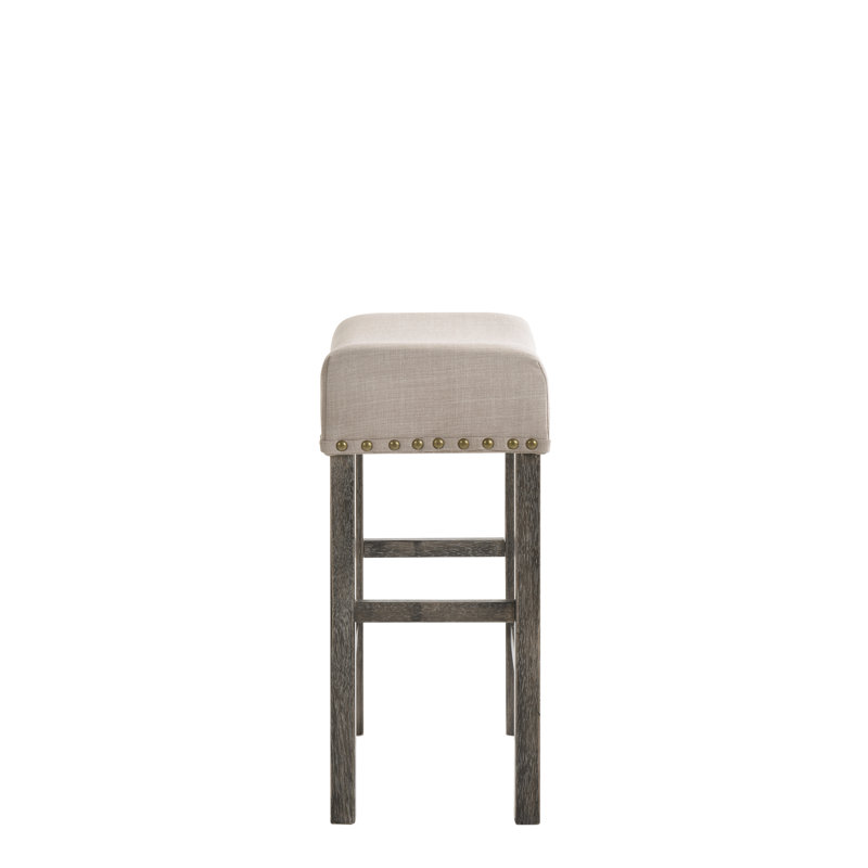 Tabouret à hauteur de comptoir en lin brun clair et gris 2 - Option 2, revêtement