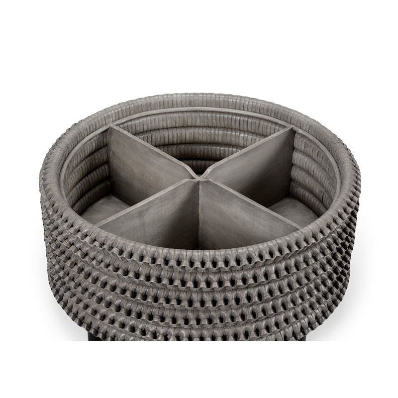 Wildwood Ash Gray Round Rattan 33" Coffee Table