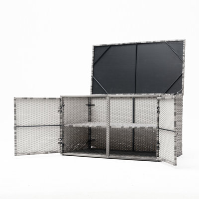 Breeins 113 cm W Wicker Cabinet in Grey