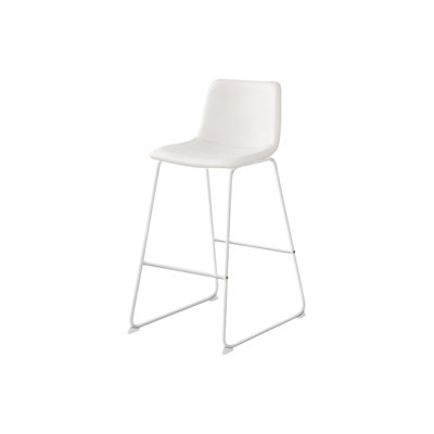 Office Chair, Bar Height, Standing, Computer Desk, Work, White Leather Look, White Metal, Contemporary, Modern